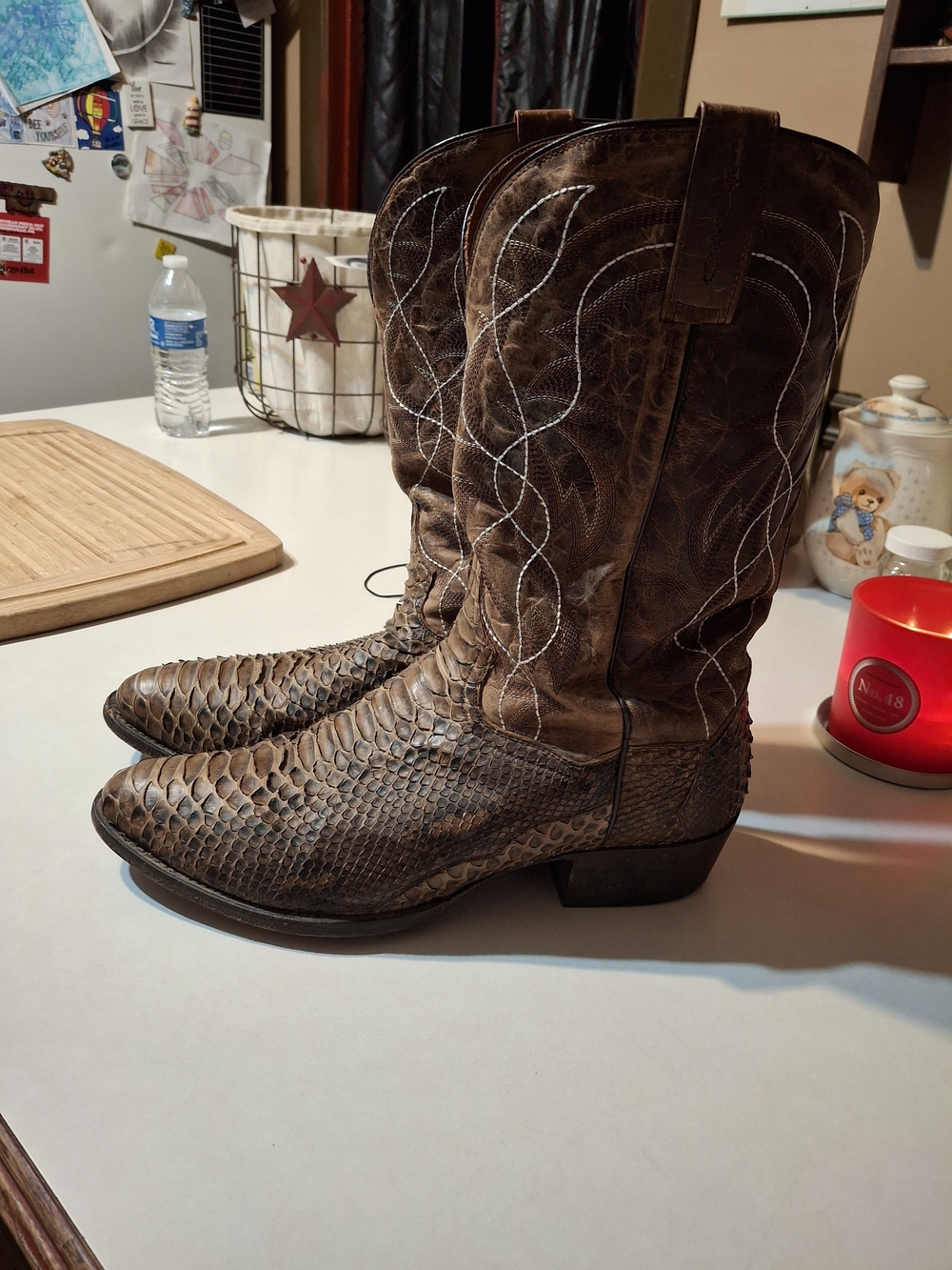 Dan Post Brown Textured Exotic Leather Cowboy Boots